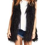 Show Me Your Mumu Faux Fur Vest Sz XS Black Shaggy Country Boho Cottage Gorpcore Photo 0