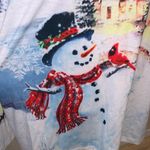 Erika  winter scene snowman cottage sequined long sleeve top Photo 2