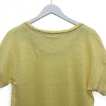 Chico's Yellow Linen Knit Top Size 0 Small Metallic Trim Short Sleeve Tunic Tee Photo 4