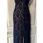 B Darlin Navy Blue Lace Formal Prom Dress Backless Halter A Line Junior Size 1-2 Photo 1