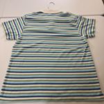 Bobbie Brooks Ladies xl Striped Polo Shirt Blue Green White Nautical Cool color Photo 5