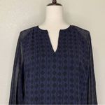 CAbi  Harlequin Purple Shirtdress Black Diamond Print Sheer Sheath Dress Photo 2