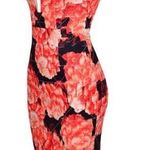Shareen  Collection V Neck Black and Orange Floral Print Dress Photo 0
