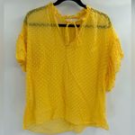 Alice + Olivia  Yellow Boho Short Swiss Dot Sleeve Julius Ruffle Sleeve Blouse S Photo 5