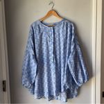 Free People  Intimately Blue Oversized Blooms For You Sleep Blouse Top Photo 3