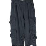 Bershka Womens Cargo Pants Capri Crop Wide Leg Knit Pull On Cotton Blend Gray XS Photo 0