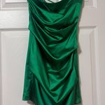 Hello Molly Green  Mini Strapless Satin Ruched Dress Photo 0