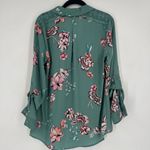 Candie's NWT Candie’s‎ Button Down Career Blouses Medium Floral Blue Lace Split Back Photo 2