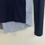 Sandro  Blue Striped Knit Mixed Fabric Long Sleeve Top Size Large Photo 4