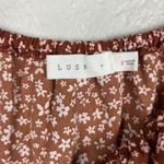 Lush Clothing Lush Women's Brown Pink Floral Long Puff Sleeve Round Neck Mini Dress S Photo 2