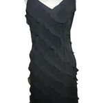 Asymmetrical Ruffle Flirty Black Dress / Vintage, y2k 8 Photo 0