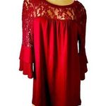 Women’s Maroon Lacey Top, 3/4 Sleeves Blouse Size Large Photo 0