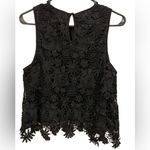 Iris  Black Eclectic Hippie Dark Romance Lace Floral Sleeveless Cropped Blouse Photo 4