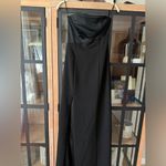 White Fox Boutique White Fox strapless maxi dress slit black tie formal silky satin asymmetrical Photo 6