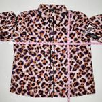 Zac and Rachel  Animal Print Blouse Lace Trim Collared Button Up Shirt Top XL Photo 7
