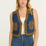 Western Blue Vest Size Medium Studded Cropped Sleeveless Cross Cowgirl Rodeo Photo 11