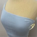 Aerie New XL Light Blue Ribbed Asymmetrical Crop Top Photo 3