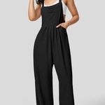 Halara  Black Waffle Knit Overalls Jumpsuit Size L Petite Photo 0
