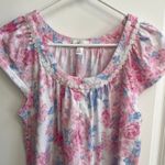Miss Elaine Womens Nightgown Short Sleeve Floral Print Button Neck Size S Pink Photo 2