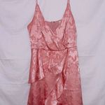 Altar'd State  Pink Silky Sleeveless V Neck Mini Dress size large Photo 0