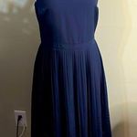 Gap Banana Republic Navy high neck tie back pleated cutout skirt midi dress Photo 0