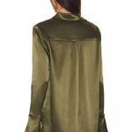 Revolve Remi X Women's Serena Button Up Satin Blouse Dark Green Oversized Sz S Photo 3
