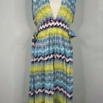 Gorgeous America and Beyond Chevron Pattern Beach Bathing Suit Coverup Dress Blue Size L Photo 0