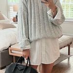 Topshop  knitted roll neck wide rib sweater in gray Photo 0