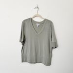 Athleta [] Fern Green Step Forward Sweatshirt Tee Short Sleeve V-Neck Sz Large L Photo 1