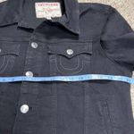 True Religion  Black Denim Trucker Jacket Horseshoe Logo Button Front Womens M Photo 9