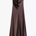 ZARA  Elegant Brown Sleeveless maxi stin effect Dress holiday party cocktail  Photo 4
