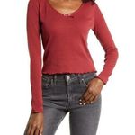 BP Small Lettuce Edge Long Sleeve Top Red Pomegranate NEW Photo 0