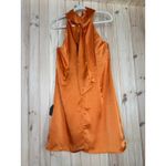 Lulus NWT  Infinite Admiration Orange Satin Halter Mini Dress Cocktail Party XL Photo 4