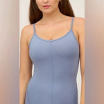 Yogalicious Illusion Ribbed Lotus Short Romper - Size M - Light Blue - NWT Photo 4