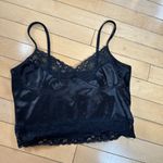SheIn Silky Black Lace Bra Crop Corset Style Top Size Small Satiny Photo 1