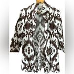 Chico's Women’s Ikat Pattern Brown & White Lightweight Linen Blazer Jacket Sz 0 Photo 1