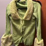 SheIn Light Green Ribbed Sweater with Faux Fur Photo 0
