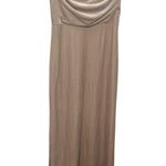 Revelry Skye Velvet Bridesmaid Gown Women’s Size 4 Champagne Slit Formal Dress Tan Photo 0