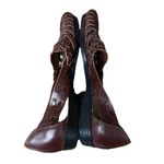 Predictions  Leather Solutions 90s Vintage Brown Huarache Fisherman Flats 7 Photo 6