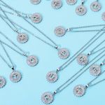 Silver Initial Crystal Pendant Necklace A Photo 2