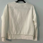 J.Crew  Cropped Crewneck Sweatshirt Size Small White Pom Poms Casual Comfy Photo 1