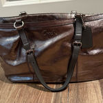 Coach  Gallery Womens Metallic Shoulder Zip Handbag Purse Photo 0