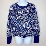 Joie  Caleigh Abstract Blue Floral Cropped Sweatshirt Size M Photo 0