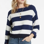 Free People Candy Land Striped Cropped Sweater Womens XS Blue White Coastal Boho Photo 0