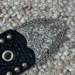 Leatherock Western Belt Rhinestone Buckle Studded Black Silver 41"(total length) Photo 3