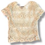 Forever 21 Open Knit Crochet Floral Doilies Short Sleeve Boho Shirt  Hippie L Photo 0