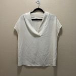 Calvin Klein  V-Neck Blouse White Stretch Cap Sleeves Pullover Top Size S Photo 1