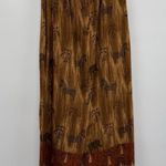 Vintage Animal Print Maxi Skirt Womens 10 Brown Faux Wrap Elephant Zebra Boho Photo 4