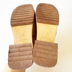 Leather Craft Chantel Sandals Women's Size 7 Tan Leather Chunky Wood Heel Italy Brown Photo 4