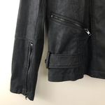 Lysse  Dark Brown Vegan Leather Faux stretch Moto motorcycle biker jacket women M Photo 6